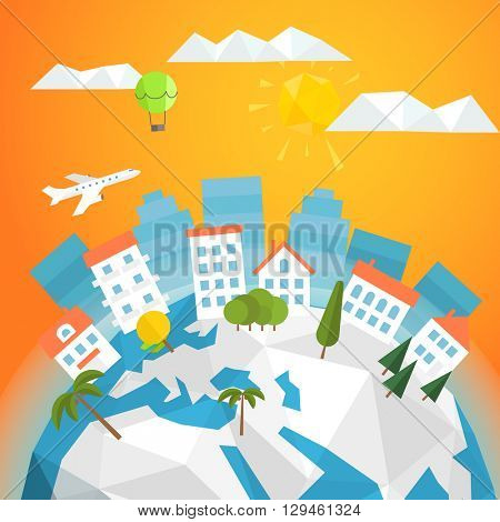 The Earth with abstract World map. Infographic template