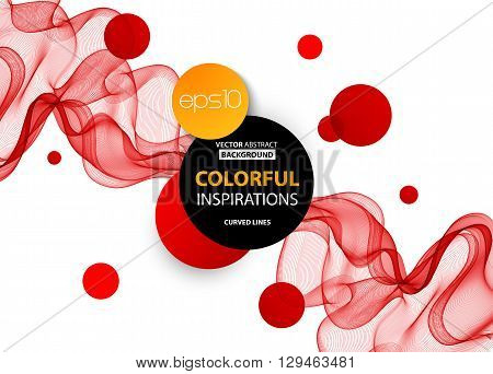 Abstract smooth color wave vector. Curve flow red motion illustration. Abstract vector background, red transparent waved lines for brochure, website, flyer design.  Red smoke wave. Red wavy background