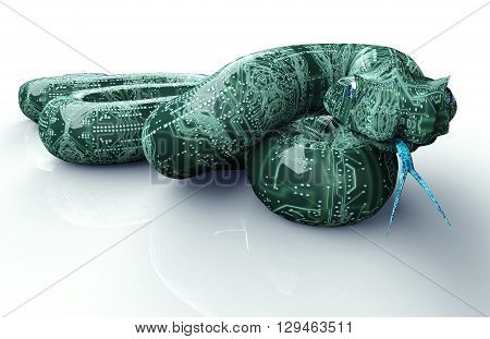 Digital Safety Concept Electronic Computer Snake Isolated