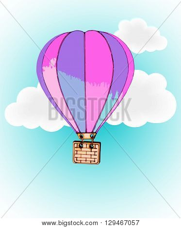 Hot Air Balloon and Clouds 
vector 
illustrations