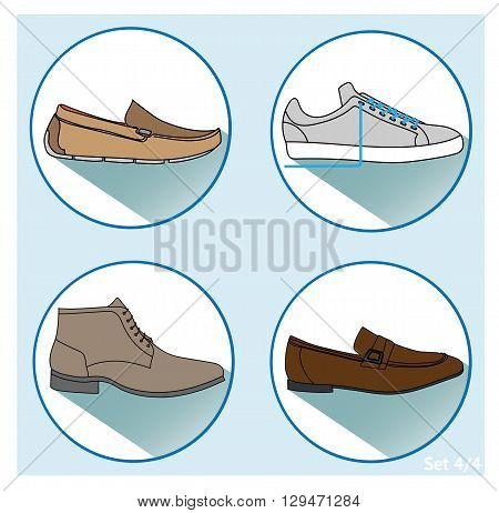 Icon set of shoes in a flat style