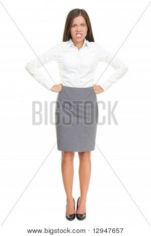 Angry Woman Standing Isolated