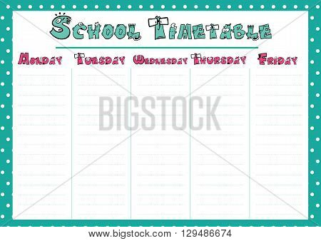 cute calendar weekly vector photo free trial bigstock cute timetable template