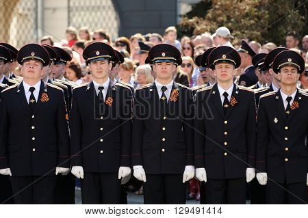 Orel Russia - May 9 2016: Celebration of 71th anniversary of the Victory Day (WWII). Cadets in uniform horizontal
