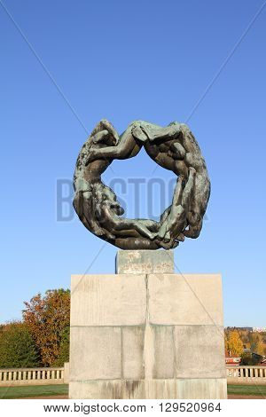 OSLO - NORWAY - NOVEMBER 13: Bronze fountain in Vigeland's sculpture arrangement also called Vigeland Park on november 13 2015 in Oslo.