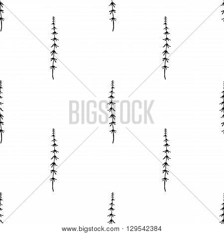 Vector seamless pattern with ink hand drawn herbs.