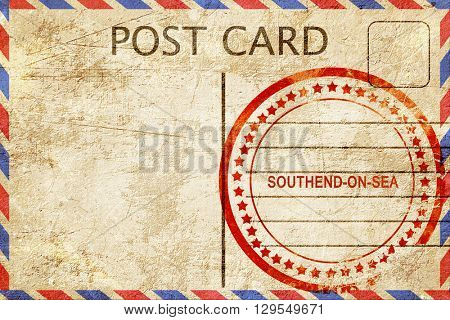 Southend-on-sea, vintage postcard with a rough rubber stamp