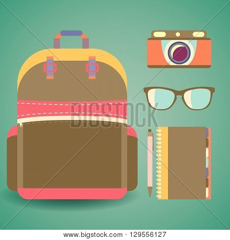 Set Of Objects In A Flat Style.