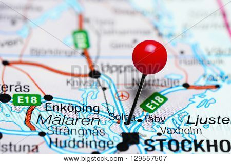 Solna pinned on a map of Sweden