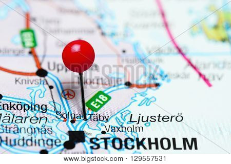 Taby pinned on a map of Sweden