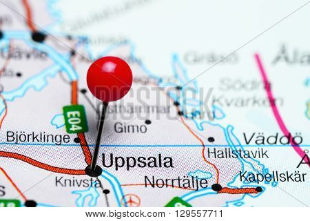 Uppsala pinned on a map of Sweden