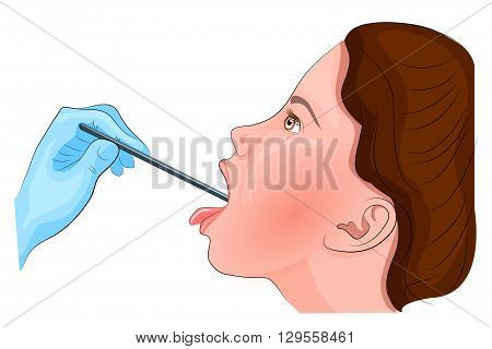 illustration of sore throat. inspection of the throat. angina