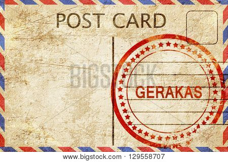 Gerakas, vintage postcard with a rough rubber stamp