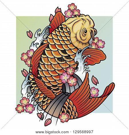 bright colored traditional oriental koi fish vector illustration