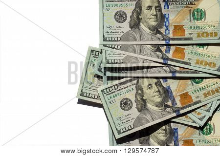 Dollars isolated on white background. Cash. Аmerican currency