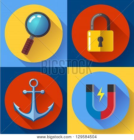 Internet marketing icons set. Flat design style