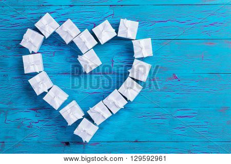 Small Gift Boxes Tied With Bows In A Heart Shape