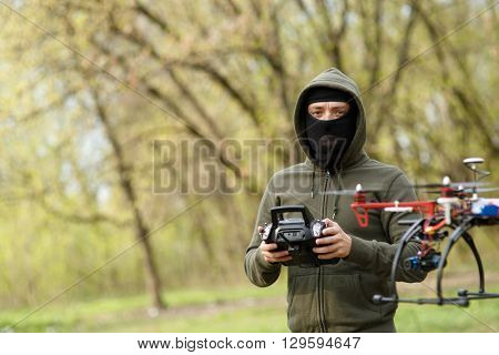 Man flying with the drone