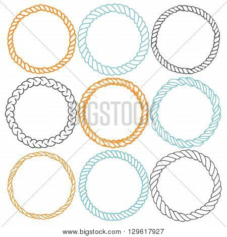 Set of 9 decorative circle border frames. Rope round wreaths for use as a decorative element, for logo or emblem. Circle design for round rope frames. These pattern brush you can find in my portfolio