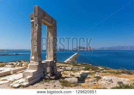 Landscape of Portara, Apollo Temple Entrance, Naxos Island, Cyclades, Greece