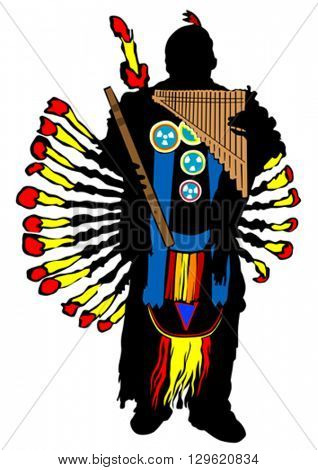 Native American in ancient clothes on a white background