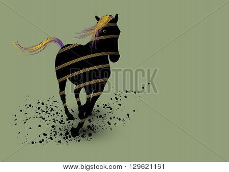 Graphic design and illustration of vector running horse