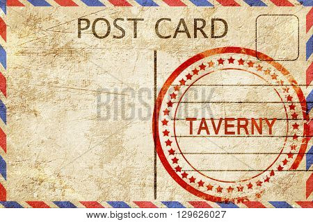 taverny, vintage postcard with a rough rubber stamp