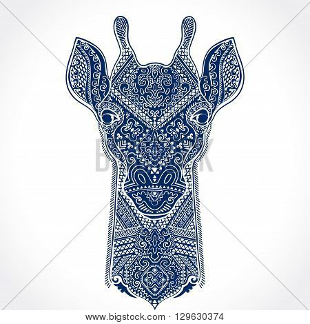 Vector giraffe with ethnic and tribal ornaments