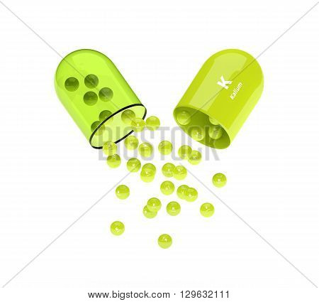 Kalium Capsule With Granules Isolated Over White