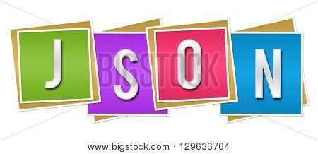 JSON text alphabets written over colorful background.