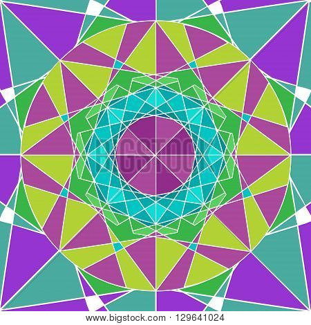 Geometric mandala background in cold colors. Vector illustration.