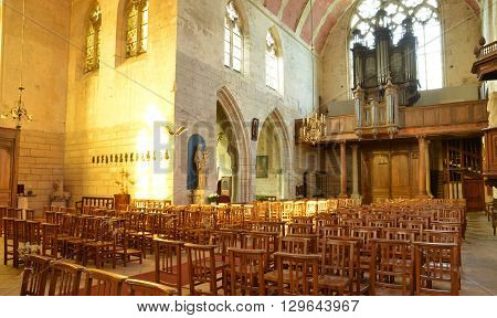 Ecouis France - july 22 2015 : the interior of the collegiate church built between 1310 and 1313