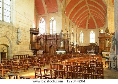 Ecouis France - july 22 2015 : the interior of the collegiate church built between 1310 and 1313
