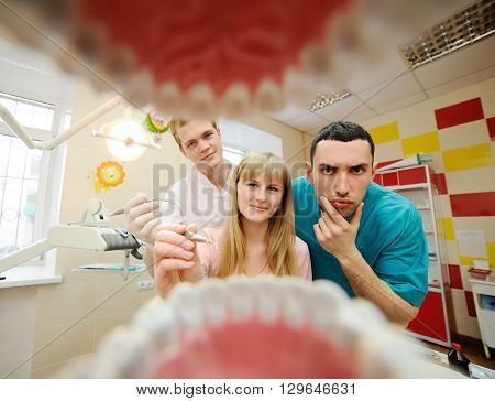 Students dentists practice in dentistry.Students dentists practice in dentist