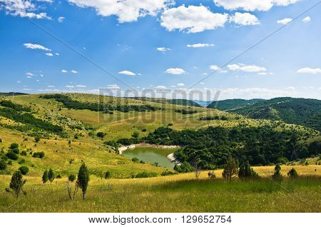 Meanders at river Uvac gorge on sunny morning, southwest Serbia