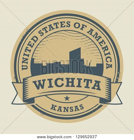 Grunge rubber stamp or label with name of Wichita, Kansas, vector illustration