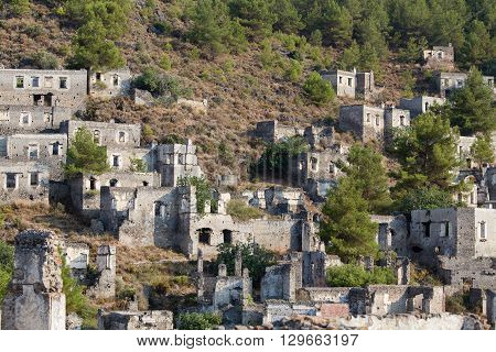 Empty Houses in Kayakoy Ghost Town Turkey