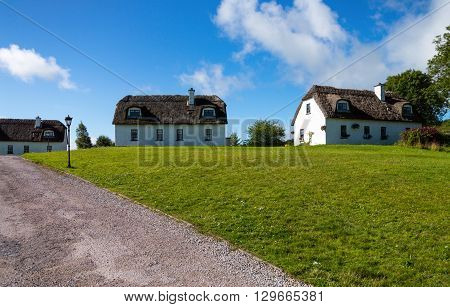 Calway Ireland - August 4 2013: Traditional country houses in the Dunguaire castle area