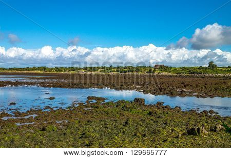 Ireland Calway county landscape seen from the Dunguaire castle