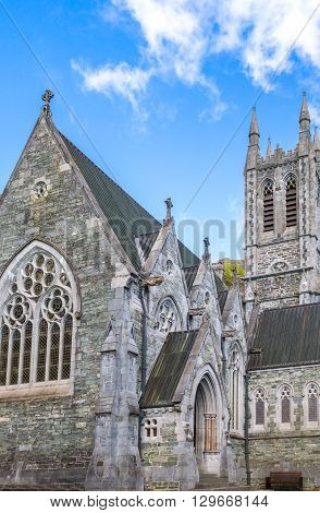 Ireland Calway county Connemara area the Gothic church of the Kylemore abbey on the Pollacappul lake