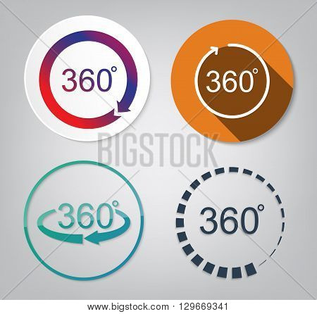 set vector of 360 degrees view sign icon