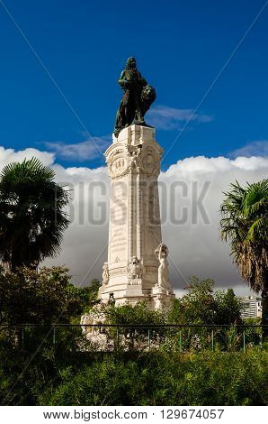 view of the Marques do Pombal monument in Lisbon, Portugal
