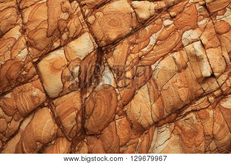 Marbled volcanic rock found on the Banks Peninsula New Zealand.
