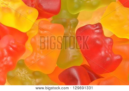 CIRCA MARCH 2016 - GDANSK: Closeup of colorful Haribo gummy bears. Haribo is German confectionery company founded in 1920. It is one of the biggest manufacturers of gummy and jelly sweets in the world