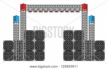 Big modern concert and festival speakers light rigs and equpment