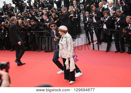 Agnes Varda attends he screening of 'The BFG' at the annual 69th Cannes Film Festival at Palais des Festivals on May 14, 2016 in Cannes, France.
