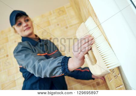 refurbishment or renovation. wallpaper work decoration