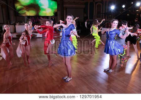 MOSCOW - MARCH 19: Unidentified teens age 10-18 compete at artistic dances at European Artistic Dace Championship, organized by World Dance Artistic Federation on March 19, 2016, in Moscow.
