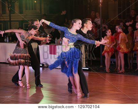 MOSCOW - MARCH 19: Unidentified teens age 10-18 compete at artistic dances at European Artistic Dace Championship, organized by World Dance Artistic Federation on March 19, 2016, in Moscow.