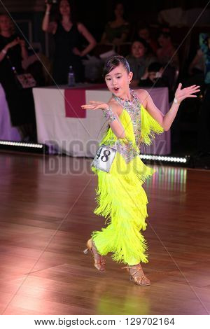 MOSCOW - MARCH 19: Unidentified teens age 12-18 compete at artistic dances at European Artistic Dace Championship, organized by World Dance Artistic Federation on March 19, 2016, in Moscow.